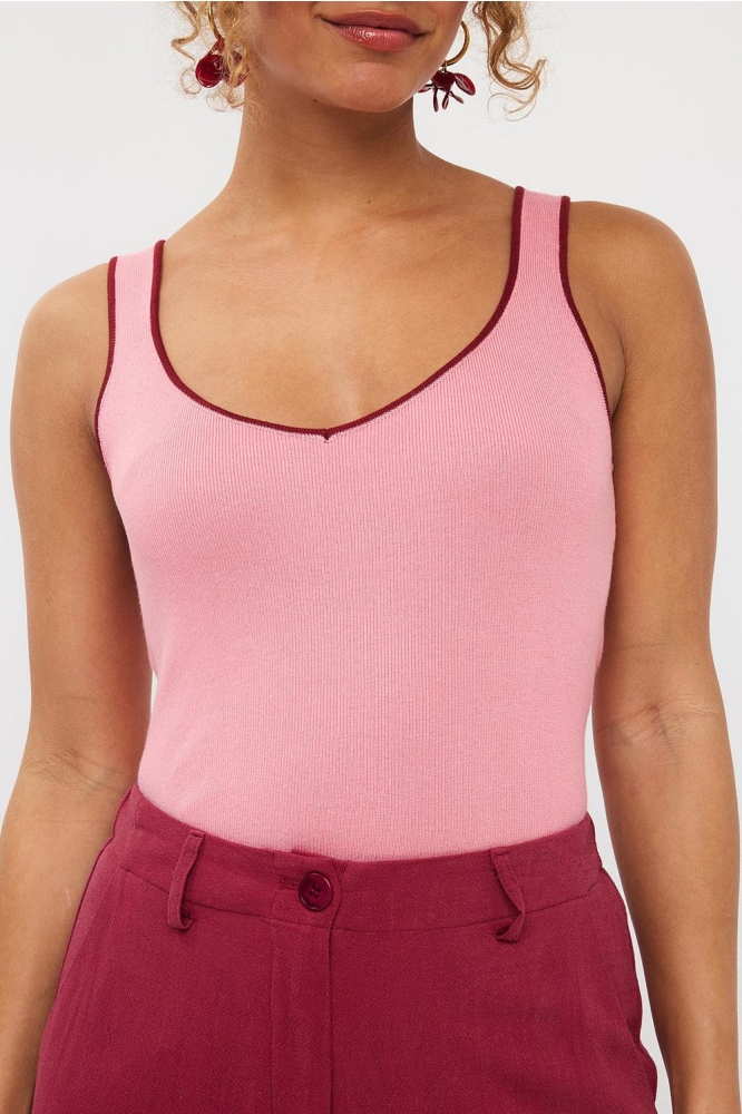 KNITTED TOP LENNY HSK2510 10305 SOFT PINK/STONE RED